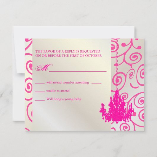 PixDezines Cupcake Swirls + Roze Chandelier RSVP's RSVP Kaartje (Achterkant)