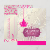 PixDezines Cupcake Swirls + Roze Chandelier RSVP's RSVP Kaartje (Voorkant / Achterkant)