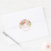 PixDezines Cupcakes + Bubble Waterverf Pioenrozen Ronde Sticker (Envelop)