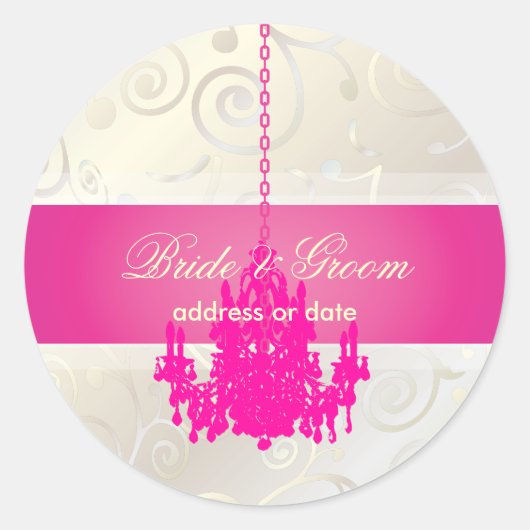 PixDezines Cupcakes Swirls+Hot Roze Kroonluchter Ronde Sticker (Voorkant)