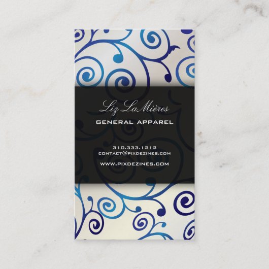 PixDezines cupcakes wervelingen + blauwe saffier Visitekaartje (Voorkant)