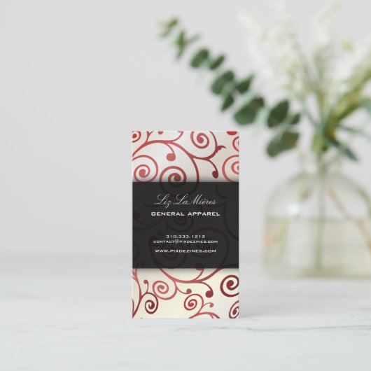 PixDezines cupcakes zwirls + ruby red Visitekaartje (Staand voorkant)