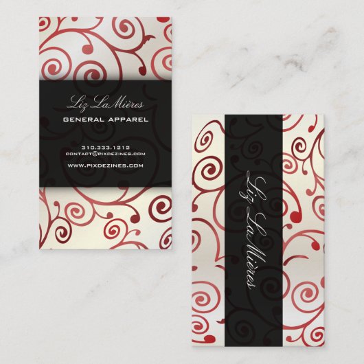 PixDezines cupcakes zwirls + ruby red Visitekaartje (Voorkant / Achterkant)