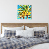 PixDezines Dadelpalmen/Aquablauw Canvas Afdruk (Insitu (Slaapkamer))