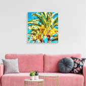 PixDezines Dadelpalmen/Aquablauw Canvas Afdruk (Insitu (Woonkamer))