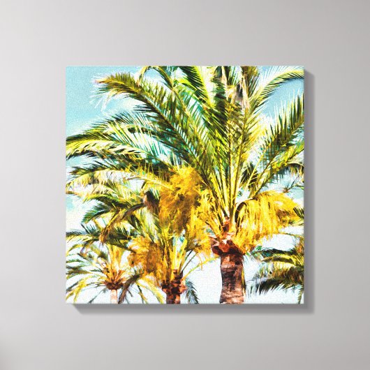 PixDezines Dadelpalmen/Lichtblauw Canvas Afdruk (Voorkant)
