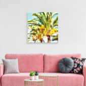 PixDezines Dadelpalmen/Lichtblauw Canvas Afdruk (Insitu (Woonkamer))