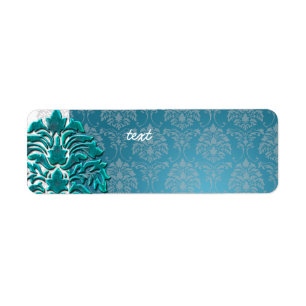 PixDezines Damask 1, blauwgroen Etiket