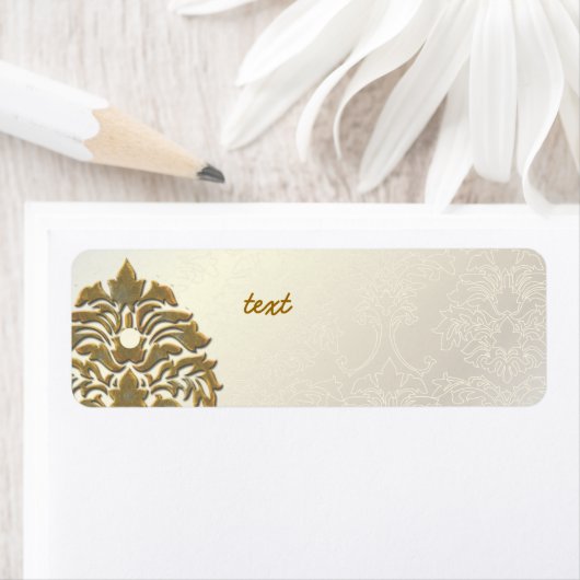 PixDezines Damask 1, Faux Gold + Pearl Etiket (Insitu)