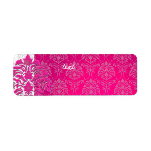 PixDezines Damask 1, hete roze Etiket