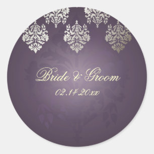PixDezines Damask 6 Plum + faux zilveren stickers