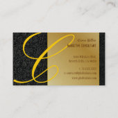 PixDezines Damask Kant in zwart + goud Visitekaartje (Achterkant)