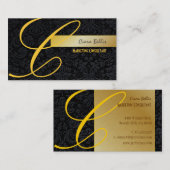 PixDezines Damask Lace in zwart-wit + goud Visitekaartje (Voorkant / Achterkant)