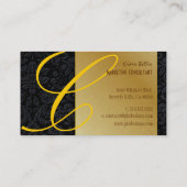 PixDezines Damask Lace in zwart-wit + goud Visitekaartje (Achterkant)