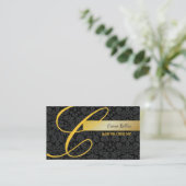 PixDezines Damask Lace in zwart-wit + goud Visitekaartje (Staand voorkant)