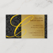 PixDezines Damask Lace in zwart-wit + goud Visitekaartje (Achterkant)