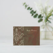 PixDezines DAMASK OP RUSTIC BROWN Visitekaartje (Staand voorkant)