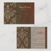 PixDezines DAMASK OP RUSTIC BROWN Visitekaartje (Voorkant / Achterkant)