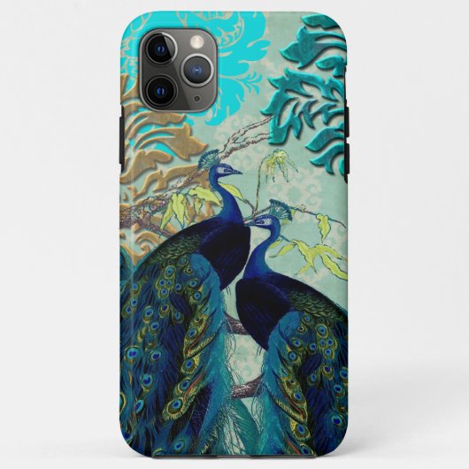 PixDezines Damask/Peacocks Uncommon iPhone Case (Achterkant)