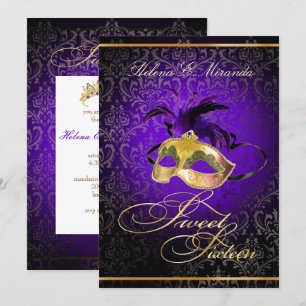 PixDezines DAMASK SWEET 16 MASQUERADE/DIY PAARS Kaart
