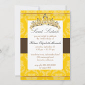 PixDezines Damask Sweet 16/ tiara/yellow+chocola Kaart (Achterkant)