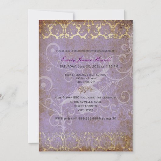 PixDezines  Damask Swirl/2011 Afstuderen Kaart (Achterkant)