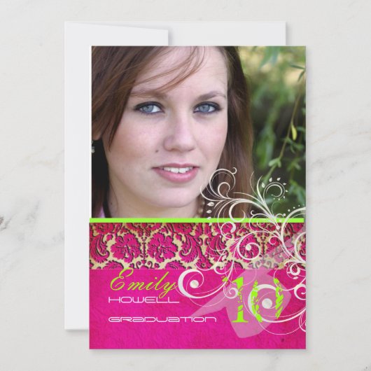 PixDezines  Damask Swirl/Afstuderen Kaart (Voorkant)