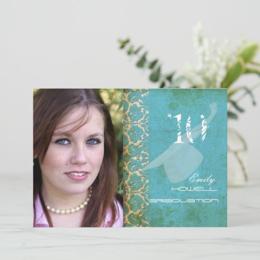 PixDezines  DAMASK/TURQUOÏE/AFSTUDEREN Kaart (Staand voorkant)