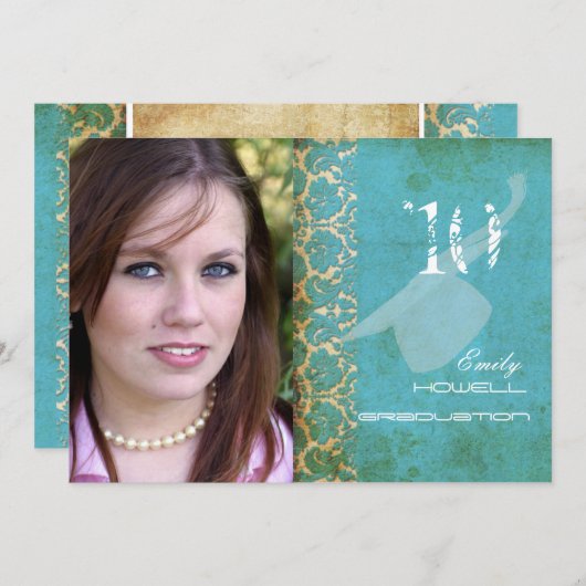 PixDezines  DAMASK/TURQUOÏE/AFSTUDEREN Kaart (Voorkant / Achterkant)