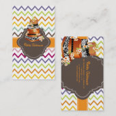 PixDezines damast bruidstaart+chevron Visitekaartje (Voorkant / Achterkant)