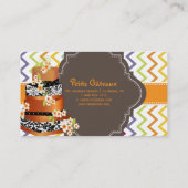 PixDezines damast bruidstaart+chevron Visitekaartje (Achterkant)