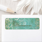 PixDezines Damast Kant / Aqua Etiket (Insitu)