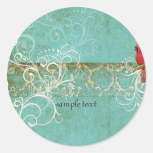 PixDezines  Damast Kant / Aqua Ronde Sticker