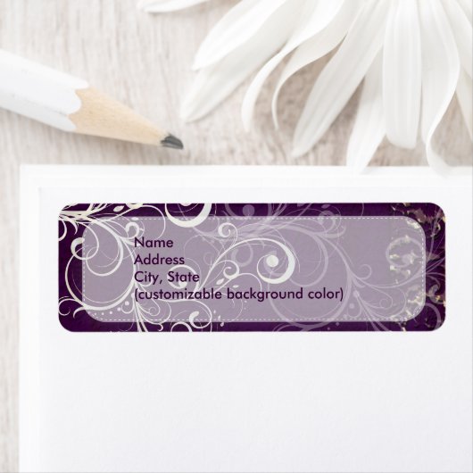 PixDezines damast kant / pruim Etiket (Insitu)