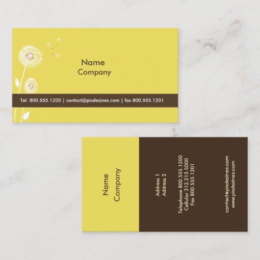 PixDezines dandelions lemon zest yellow Visitekaartje (Voorkant / Achterkant)