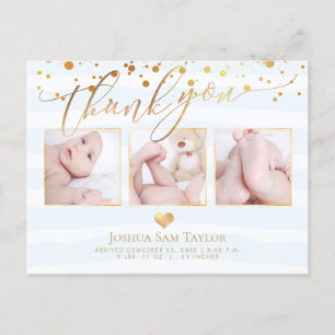 PixDezines Dank je, Baby Shower/Confetti/Hart Briefkaart