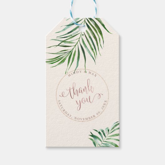 PixDezines Dank je, Palm Fronds Cadeaulabel (Voorkant)
