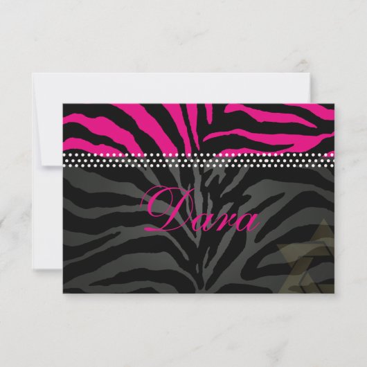 PixDezines dank je roze Zebra, Bat Mitzvah Bedankkaart (Voorkant)