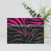 PixDezines dank je roze Zebra, Bat Mitzvah Bedankkaart (Staand voorkant)