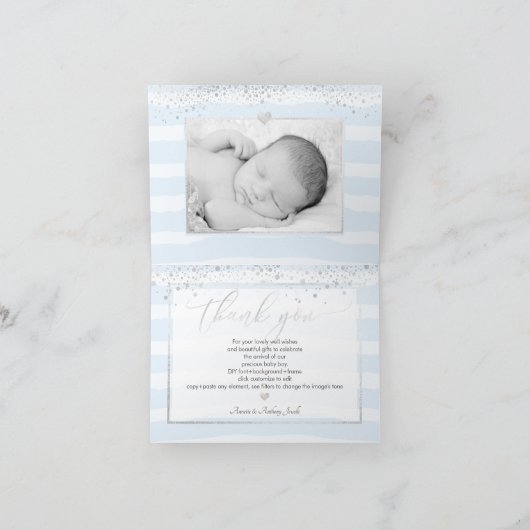 PixDezines DANK JE VAN Baby Boy Bedankkaart (Binnen)