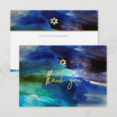 PixDezines DANK U Bar Mitzvah Iridescent Aqua RSVP Kaartje (Voorkant / Achterkant)