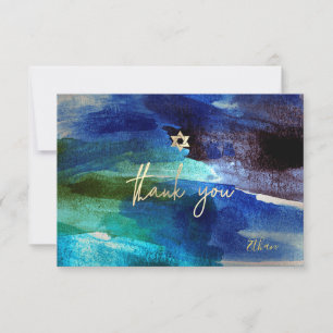 PixDezines DANK U Bar Mitzvah Iridescent Aqua RSVP Kaartje