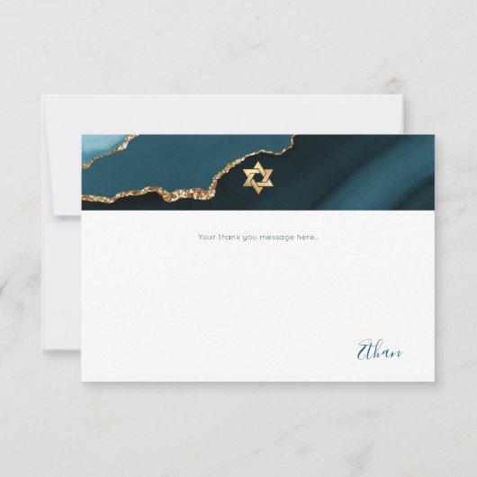 PixDezines DANK U Bar Mitzvah Waterverf Agate RSVP Kaartje (Achterkant)