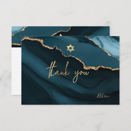 PixDezines DANK U Bar Mitzvah Waterverf Agate RSVP Kaartje (Voorkant / Achterkant)