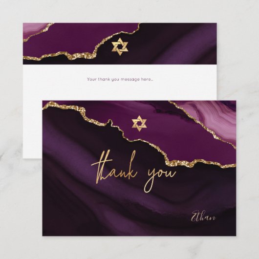 PixDezines DANK U Bar Mitzvah Waterverf Agate RSVP Kaartje (Voorkant / Achterkant)