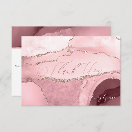 PixDezines DANK U Bat Mitzvah Waterverf Agate RSVP Kaartje (Voorkant / Achterkant)