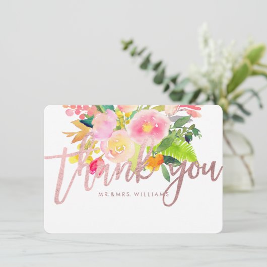 PixDezines Dank u/Bloemen/Waterverf/Lente Bedankkaart (Staand voorkant)