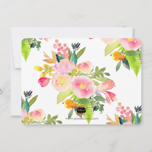 PixDezines Dank u/Bloemen/Waterverf/Lente Bedankkaart (Achterkant)