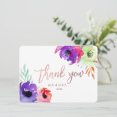 PixDezines Dank u/Floral/Waterverf/Rozen Bedankkaart (Staand voorkant)