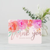PixDezines Dank u/Floral/Waterverf/Rozen Bedankkaart (Staand voorkant)